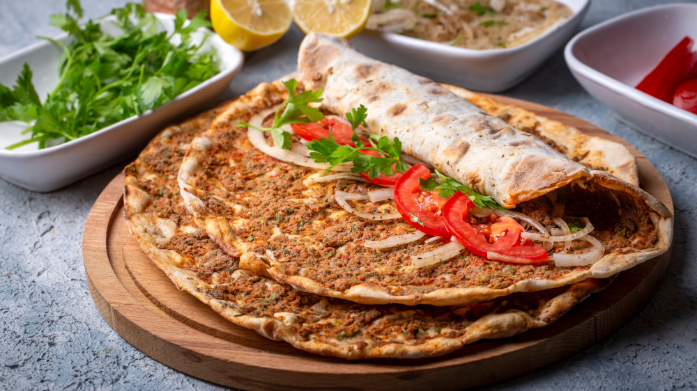Turkish foods; Turkish pizza -Lahmacun
